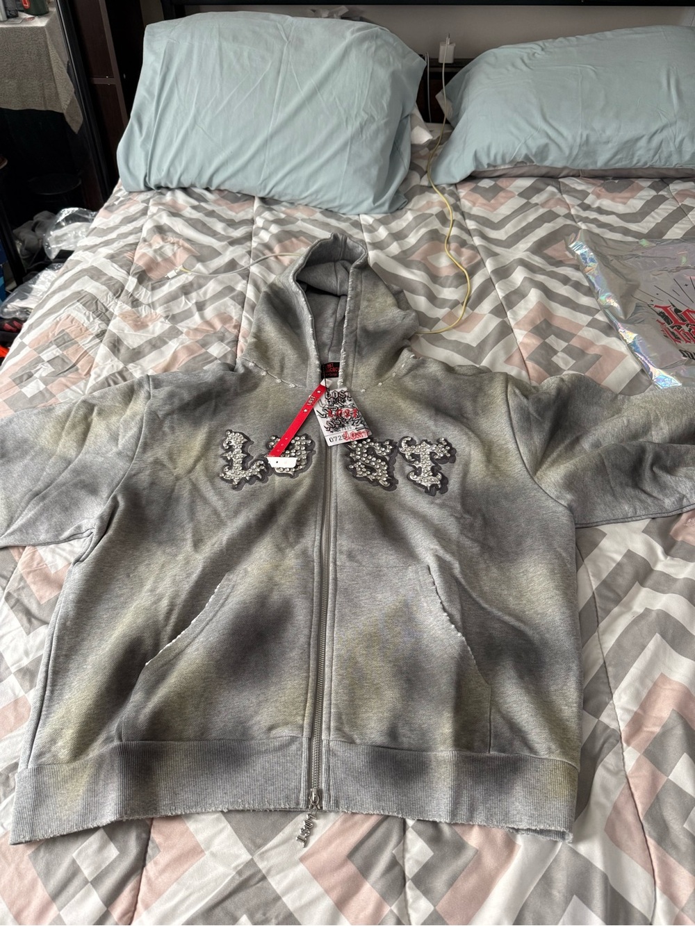 Lost Intricacy Grey Men’s Zip Up Hoodie Size 3X